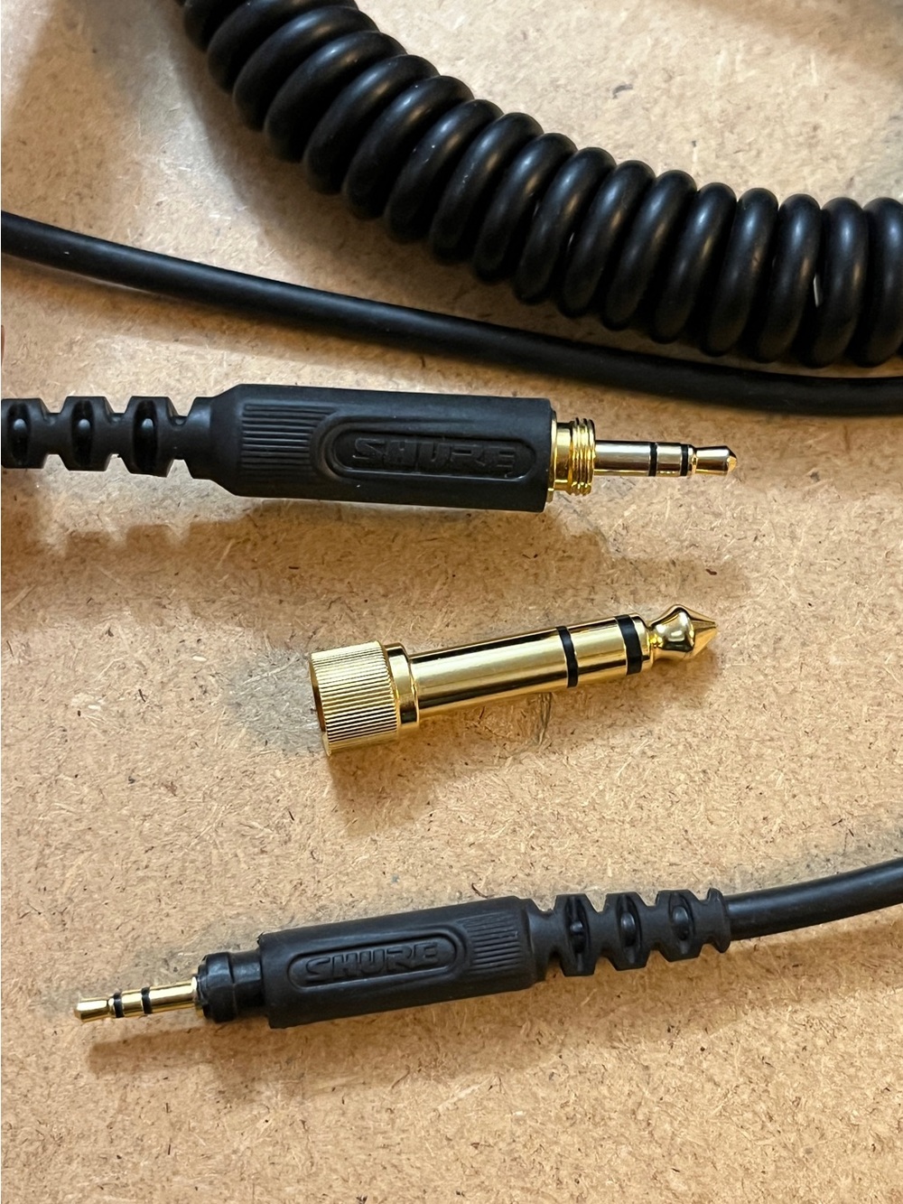 Shure Black Coiled Audio Cable with Gold Adapter